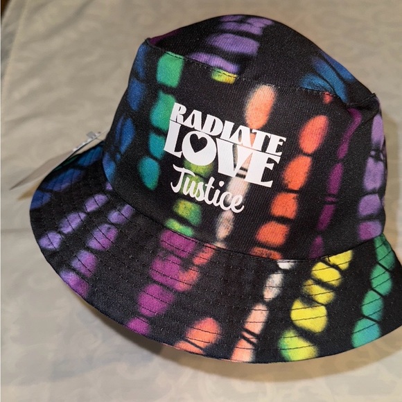 Justice Brand Child Girls/Boys Black Tie-Dye Bucket Hat, Radiate Love - Picture 5 of 12
